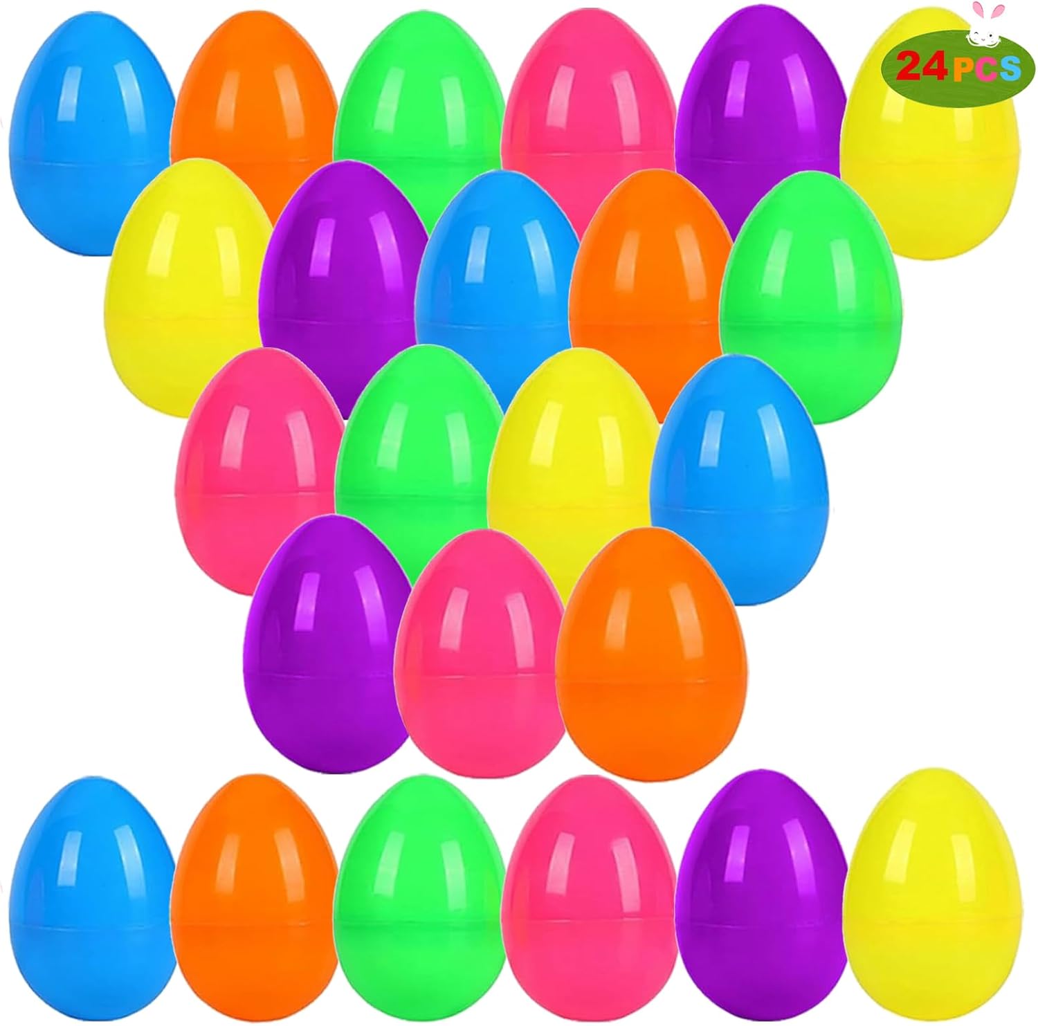 24 Pack of 3.15" Fillable Plastic Easter Eggs 6 Vibrant Styles for Easter Hunts Basket Stuffers Party Favors and Classroom Prizes
