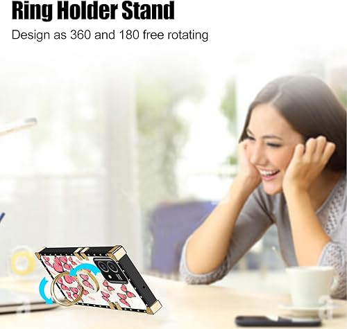 Miniatura 8 de Funda para Motorola G Stylus 0.18 oz 2023, Moto G Stylus 5G 2023 para mujer, funda protectora cuadrada con purpurina femenina elegante retro Shock