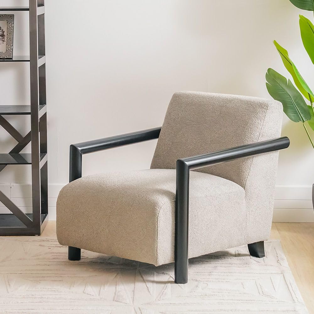 Danube Home Mitos 1 Seater Fabric Sofa | Armchair | Modern Design Single Seater Accent Chair | Comfortable Living Room Furniture L74xW94xH77cm - Grey