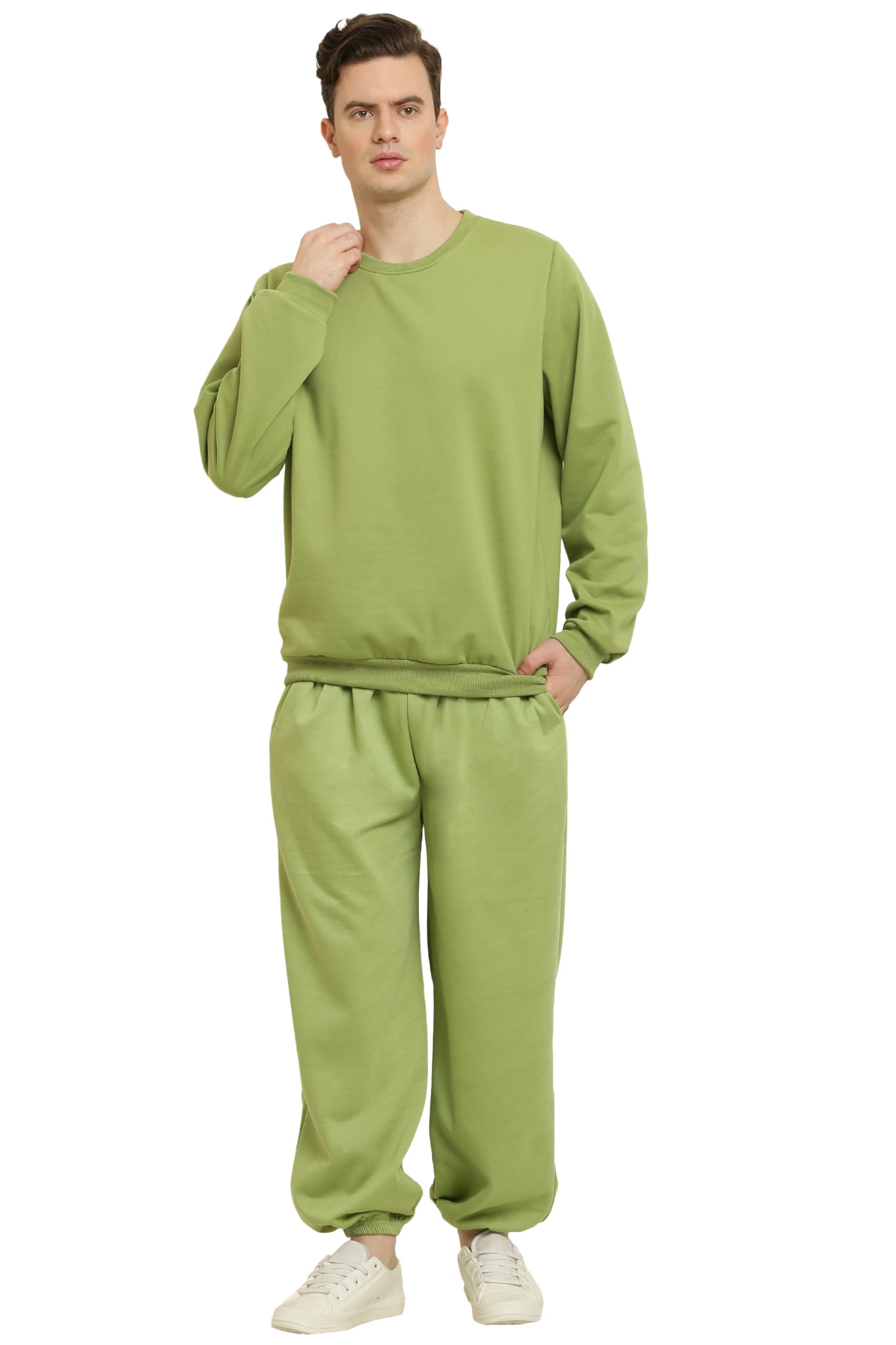 Elegance Men's Fleece Long Sleeve Round Neck Sweatshirt & Lower Winter Nightwear Pajama and Upper Set Tracksuit || Small - 3XL ||-image-37