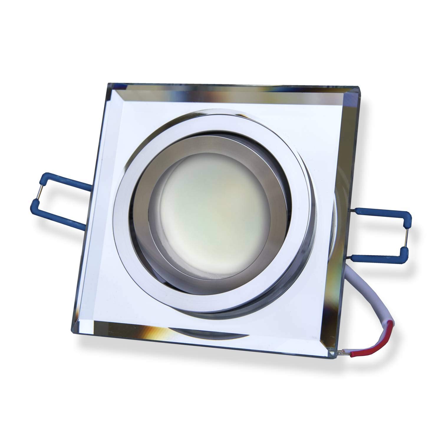 6x LED empotrados en el techo cuadrado - transparente 5 vatios blanco neutral 230V regulable, super plano y giratorio - vidrio Ø75-80mm de agujero perforado en el techo - empotrado
