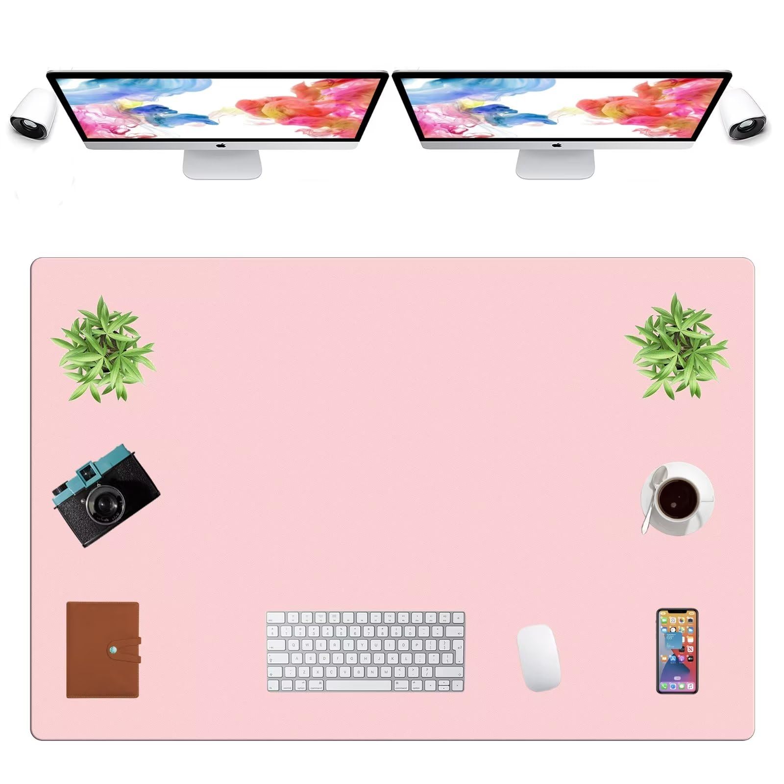 LL-COEUR Extra Large PU Leather Desk Mat Large Mouse Pad XXL Waterproof Table Mat Office Laptop Writing Pad (47.2 x 31.5 inch, Pink)