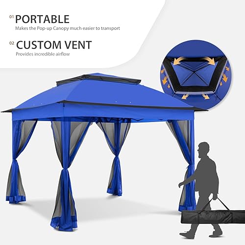 Miniatura 3 de Cool Spot - Carpa de campaña instantánea emergente de 11 x 11 pies, con mosquitera, refugio para exteriores con 121 pies cuadrados de sombra por