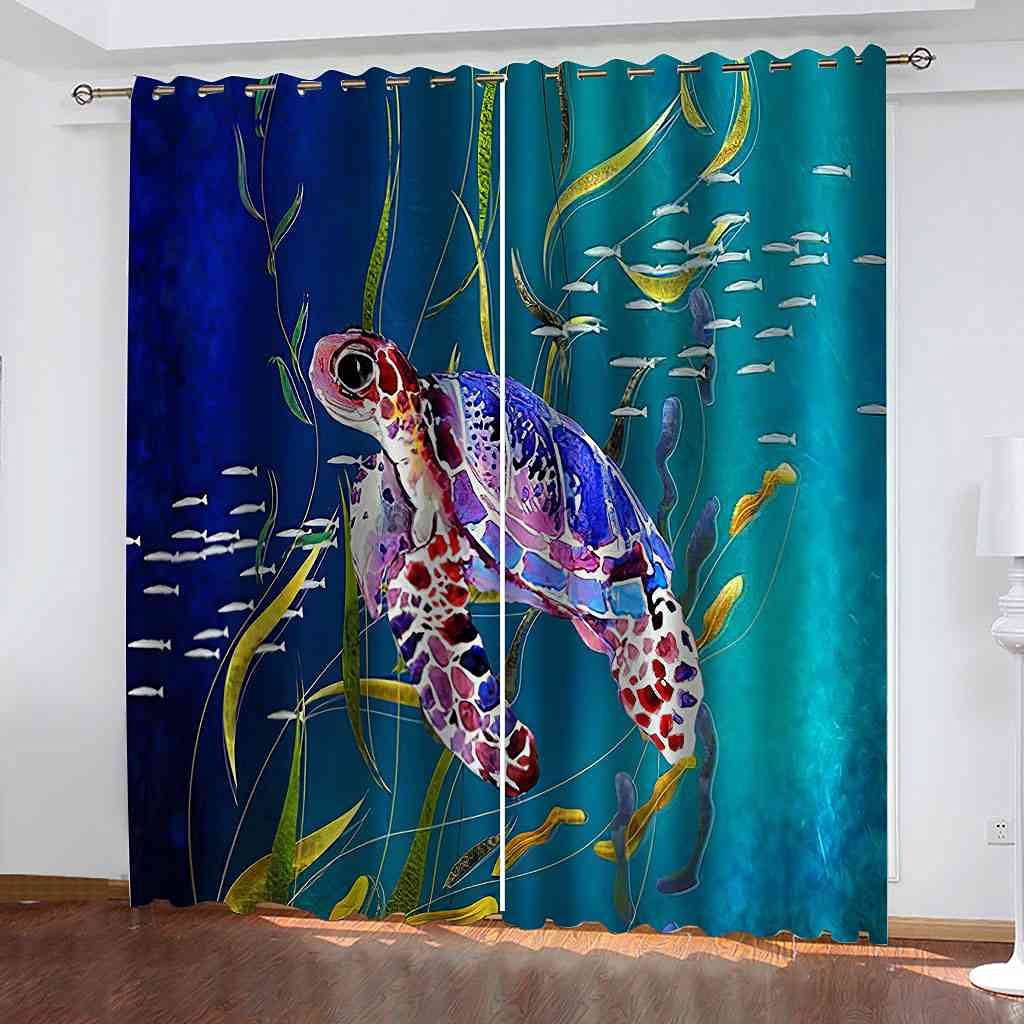 Rideaux isolants thermiques et phoniques occultants 3D bleu pour salon