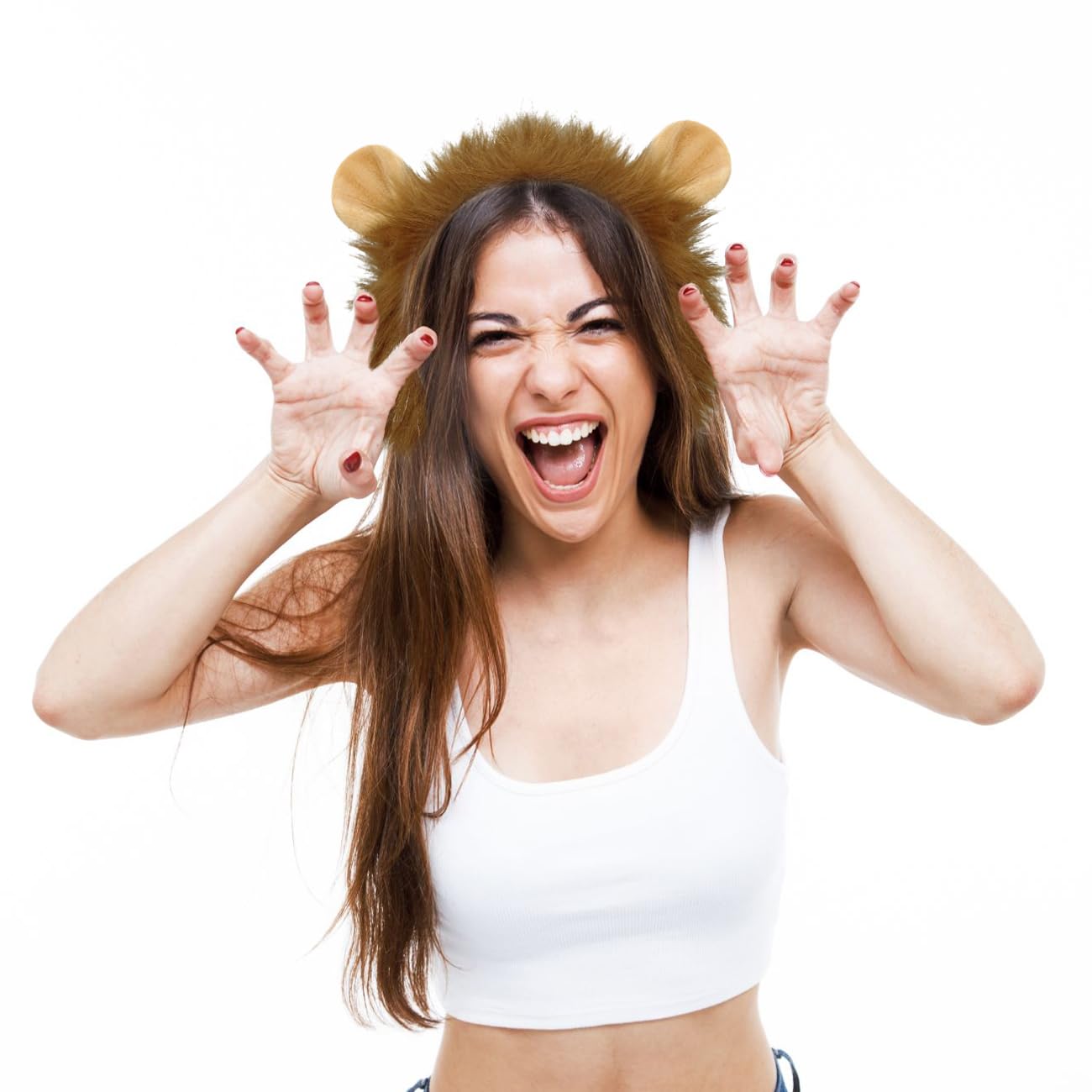 SIOTMERA 8Pack Lion Ears Headband - Plush Realistic Animal Hairband Costume, Halloween Cosplay Birthday Washing Face Makeup Party Mardi Gras Accessories Unisex