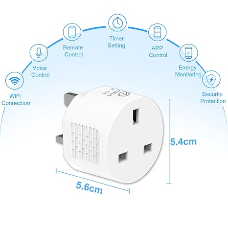 ANTELA Smart Plug with Energy Monitoring, 2,4GHz WiFi Plug, Smart Life APP Wireless Remote Control with Timer Function, Compatible with Alexa and Google Home, 13A (2 Packs)
