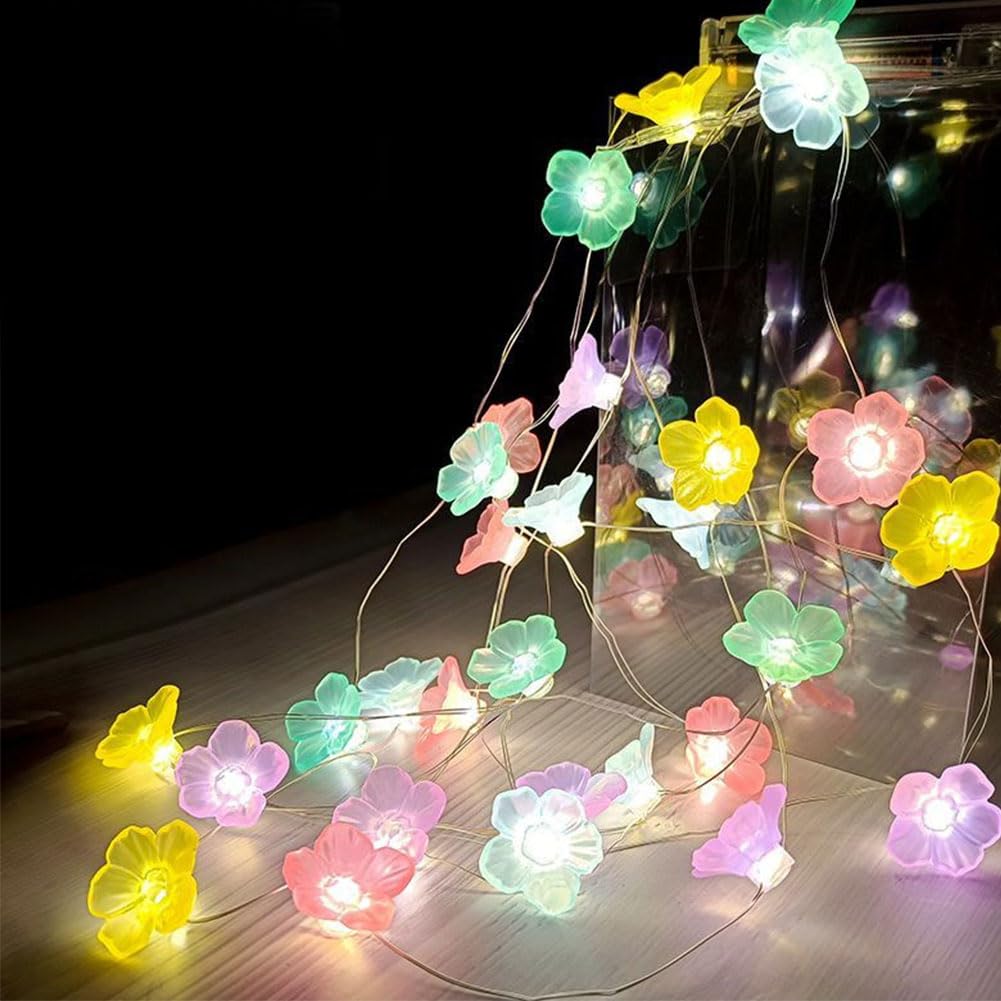 A Cherry Blossom Decor Flower String Lights, Fairy Light String With Timer 9.8Ft 30 Leds Usb Battery Operated Fairy Lights For Bedroom Indoor Outdoor Wedding Valentines Day