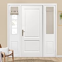 Vista 7 de HOMEIDEAS Cortinas opacas de lino con luz lateral para puerta delantera, cortinas de ventana de puerta lateral, ventana pequeña, decoración moderna