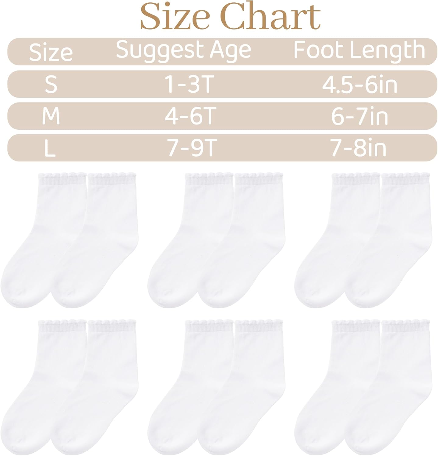 6 Pair Toddler Ruffles Ankle Socks, Baby Girls Boys No Show Sock, Cute Cotton School Dress Socks for Kids - Image 4