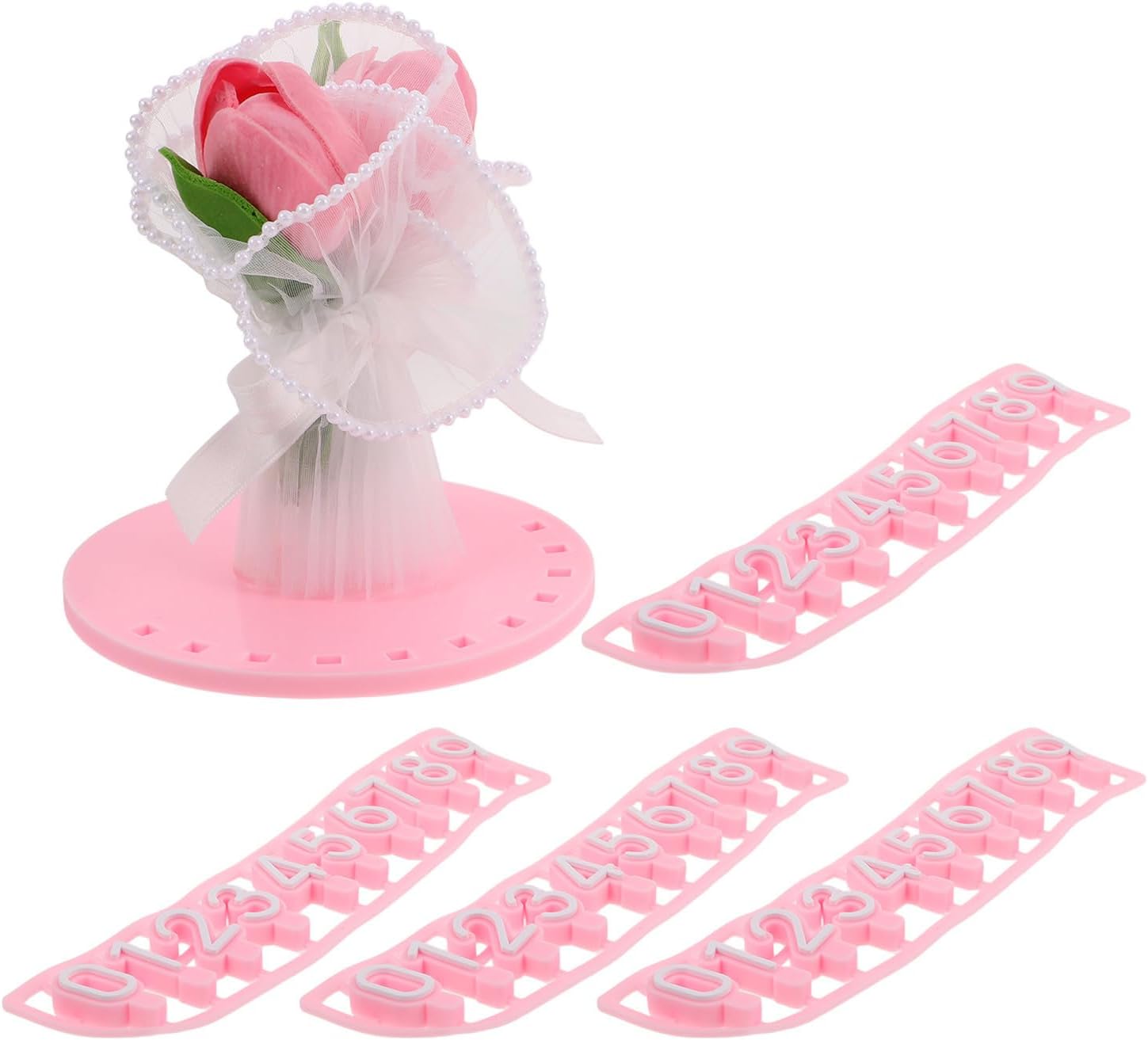 Housoutil Temporary Plastic Tulip Shaped Silicone, and Decoration Dashboard Parking Phone Number Holder Plate for Adhesive Backing, Convenient Identification Display Car for Vehicle
