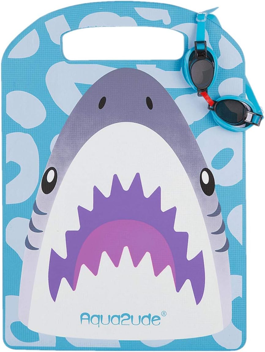 Aqua2ude Shark Swim Goggle and Kickboard Set - Bundle Pack with 1 Pair of Shark Themed Goggles and 1 Shark Kickboard - Goggle and Kickboard Value Pack
