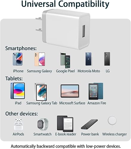 Miniatura 5 de Cube - Bloque de cargador de pared USB compatible con 12 W, paquete de 4, adaptador de corriente de 2.4A5V para iPhone 13 12 11 Pro Max SE XS XR X 8