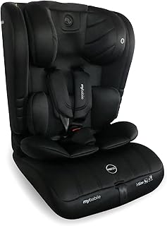 My Babiie MBCS50 Toddler to Booster R129 Child Car Seat - 5-Point Harness, 76-150cm (Approx. 9-36kg, 15 Months - 12 Years), i-Size, Group 1/2/3, Adjustable, Forward Facing - Black