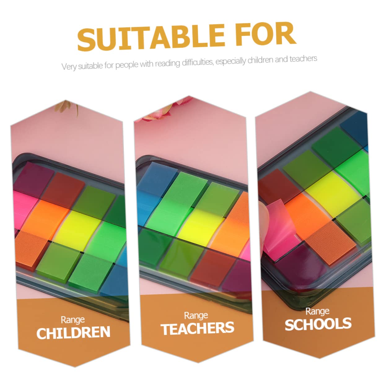 Tiras Adhesivas De Lectura Transparentes Cajas De Marcadores De Página Fluorescentes Para Escuela y Oficina Para Resaltar y Anotar Textos