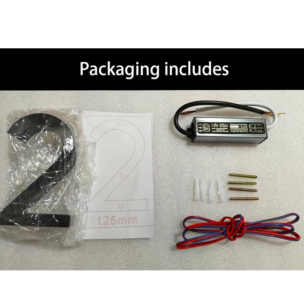 Numeri civici a LED personalizzati Targhetta con numeri civici in metallo con lettere LED in metallo per negozi e indirizzi (30 cm)