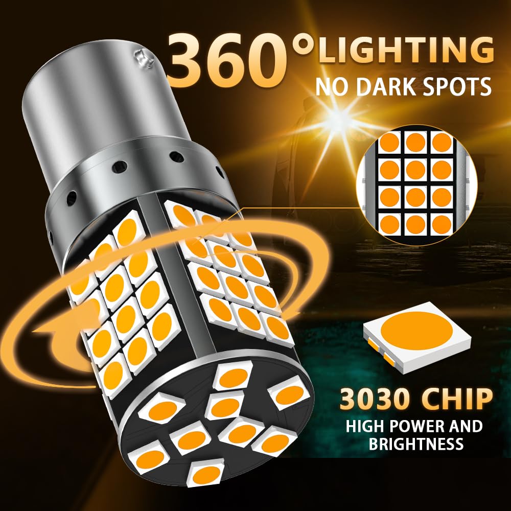 1156 BA15S P21W LED 12-24 V Canbus Error Free Żółty Ultra jasny 4000LM 57SMD P21W LED do kierunkowskazów z przodu i z tyłu kierunkowskaz LED kierunkowskaz samochodowy-4 sztuki