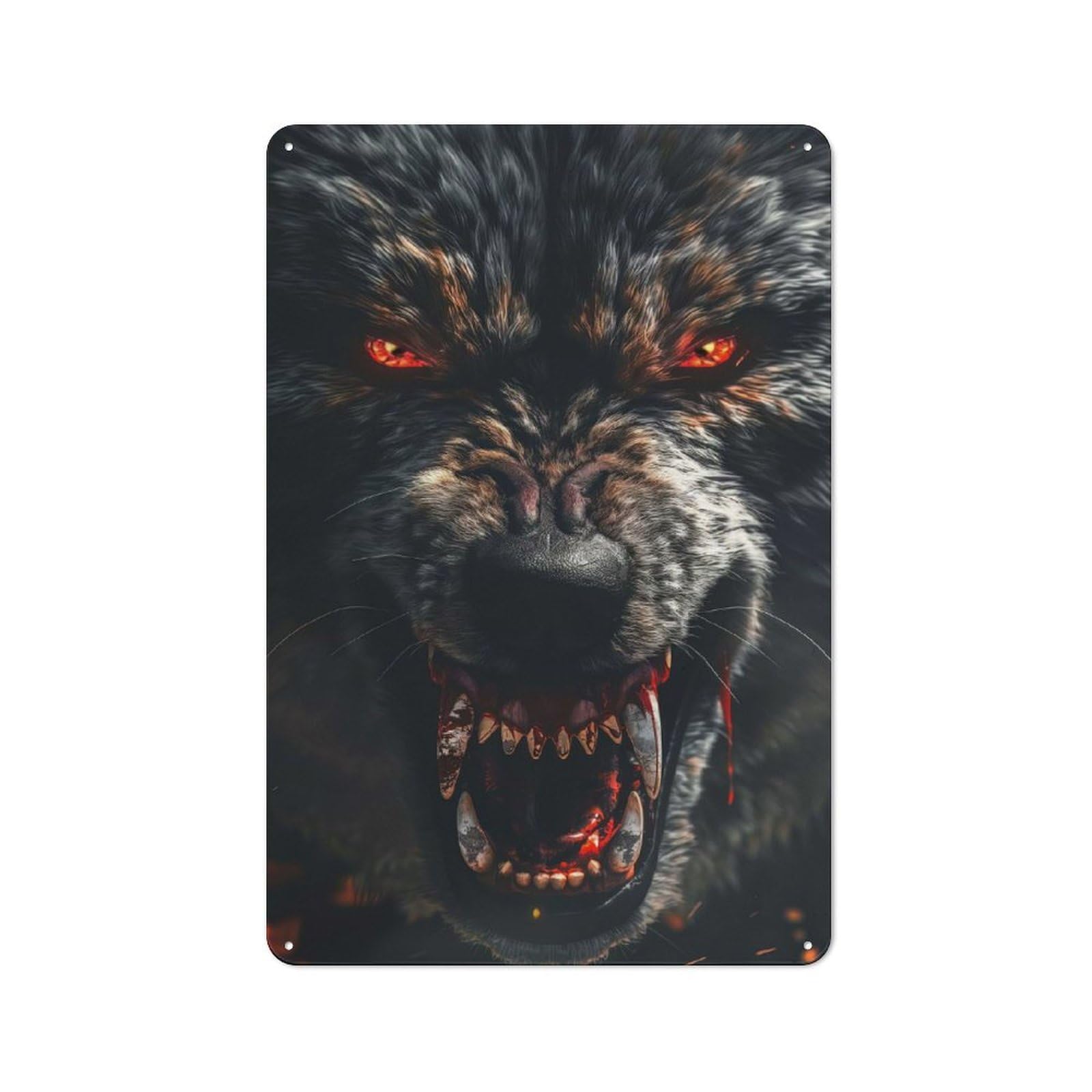 Junmoney Wild Wolf Retro-Style Tin Wall Plaque 30X20cm For Living Room Wall, A Metal Wall Feature For Living Rooms And Feature Walls