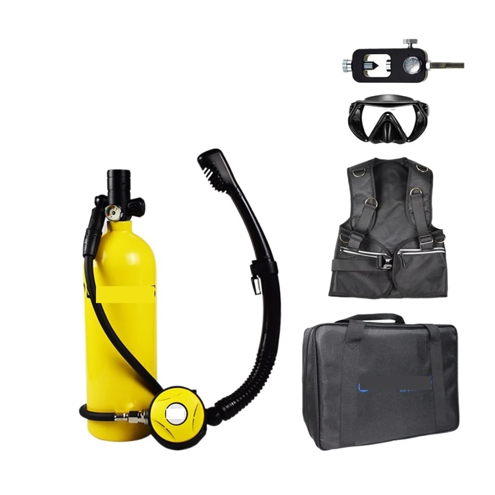 Portable Dive Cylinder, Diving Respirator 2000ML Snorkeling Oxygen Cylinder Portable Equipment(Giallo)