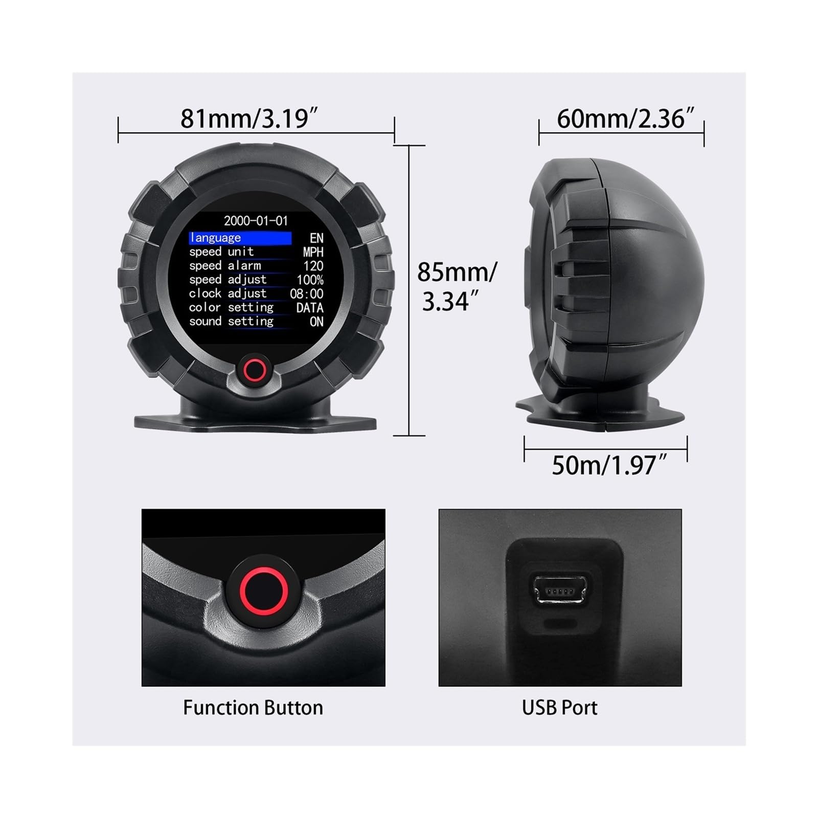 Ajuste for X95 medidor de Pendiente de Coche Pantalla Digital Head Up inclinómetro velocímetro Todoterreno ángulo de inclinación altitud latitud