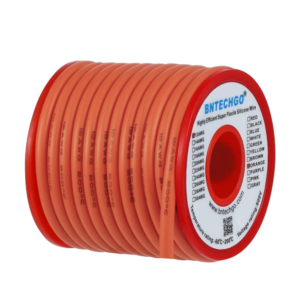 BNTECHGO 12 Gauge Silicone Wire Kit Red Black White Blue and Green Each 25ft 12 AWG Stranded Tinned Copper Wire