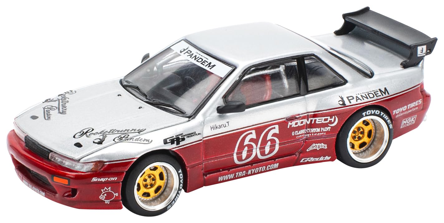 POP RACE 1/64 パンデムシルビアS13 - ムーンテック・レッド 完成品 PR640258