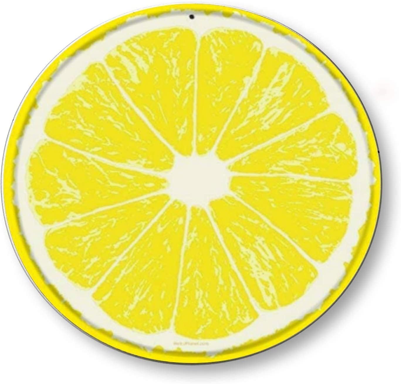 Round Metal Tin Sign Rustic Wall Decor Yellow Lemon Lime Citrus Fruit Slice Wreath Sign Wall Hanging Plaque Farmhouse Parlor Home Garden Porch Wall Decor 12x12inch