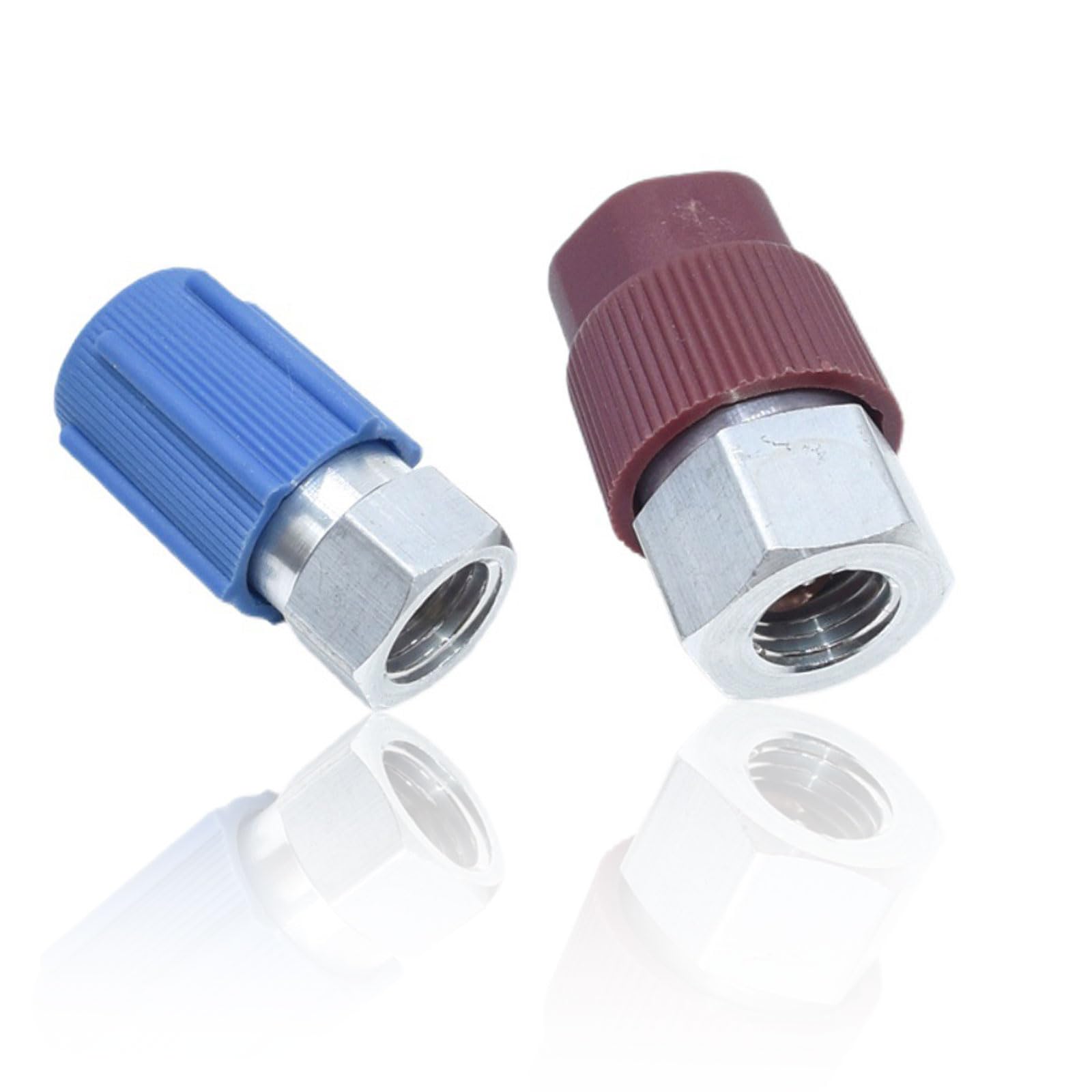 R12 to R134A Adapter High/Low Fittings R22 to R134A Conversion Kit 1/4’’ to 7/16"-20 UNF Retrofit Car AC Recharge Adapters for Refrigerant R12 R22 to R134a Air Conditioner Adaptors