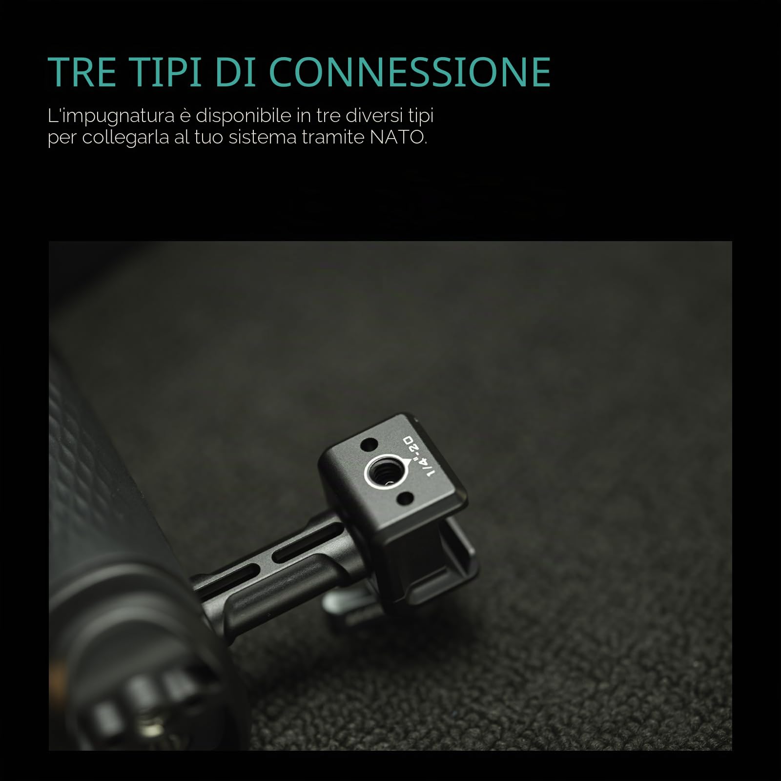 Tilta Xeno TA-XSH3-B - Maniglia laterale ergonomica con supporto NATO, per fotocamere DSLR/Mirorrless e monitor Rigs - Nero