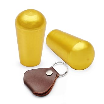 MAXCHEER 2PCS USA Threaded SAE 8-32 Brass LP Guitar 3 Way Toggle Switch Tip Pickup Switch Knob Fits Gibson Les Paul/Switchcraft Gold