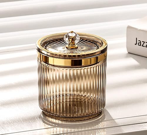 Miniatura 4 de Plástico algodón hisopo bola Pad Pad Holder Floss Organizer Box Clear Container Dispenser-Amber