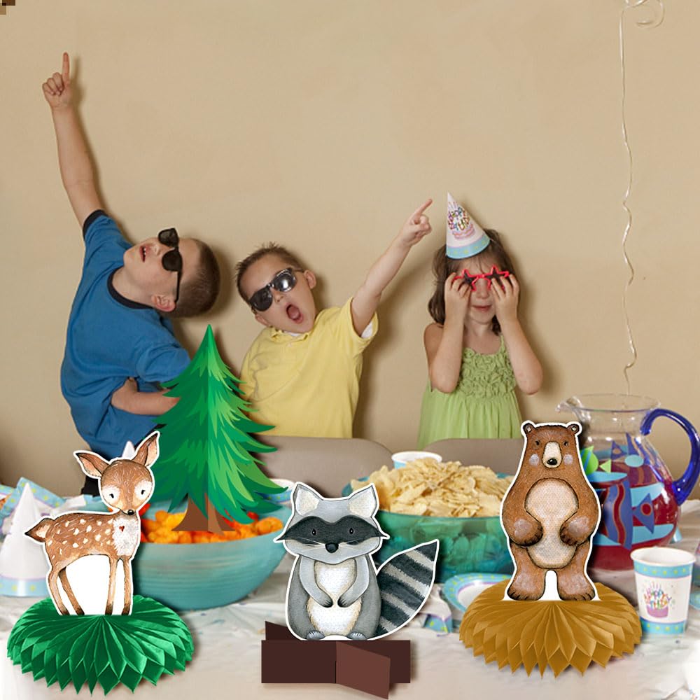 Nicime 9pcs Animal Honeycomb Decorations, Cute Forest Honeycomb Centerpiece table decor, Birthday Party Supplies Ornaments