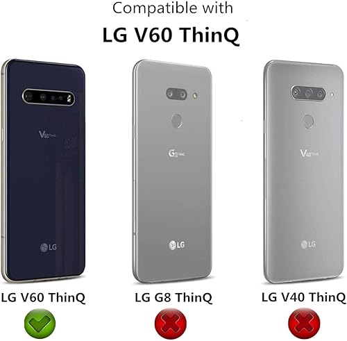 Miniatura 2 de iCoverCase Funda tipo cartera para LG V60 ThinQ 5G, cuero sintético de alta calidad, ranuras para tarjetas, soporte para tarjetas con función atril,
