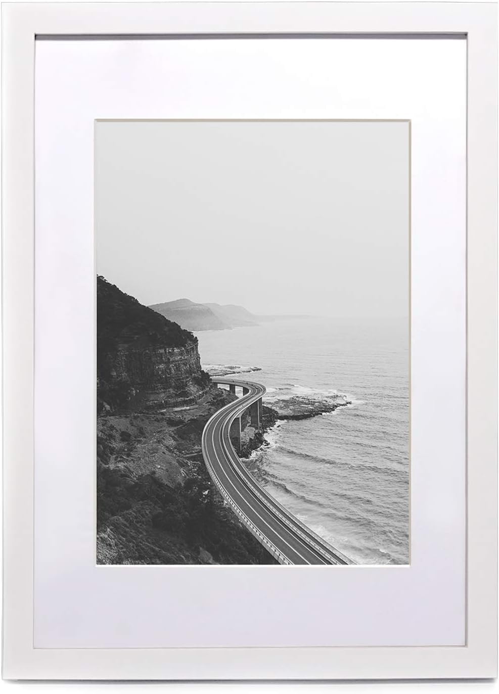 SILD A2 Poster Frame - Solid Wood Frames White Picture Frame A2 with Mount for A3 Frame