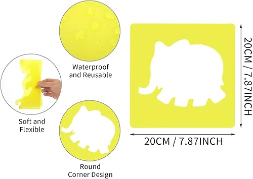 Miniatura 2 de Prasacco Juego de 12 plantillas de animales para niños, 8 x 8 pulgadas, edades de 4 a 8 años, dinosaurio, jirafa, canguro, kit de plantillas con