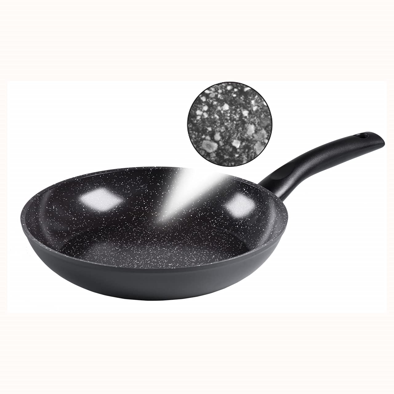 STONELINE Set di Padelle in CERAMICA 3 Pezzi 20/24/28 cm, Padella Antiaderente, Rivestimento Antiaderente con Vere Particelle di Pietra in CERAMICA Senza PFAS, a Induzione, Tutti i Piani Cottura
