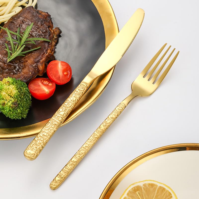Couvert en argenterie style rétro avec service de table en acier ciselé - 5