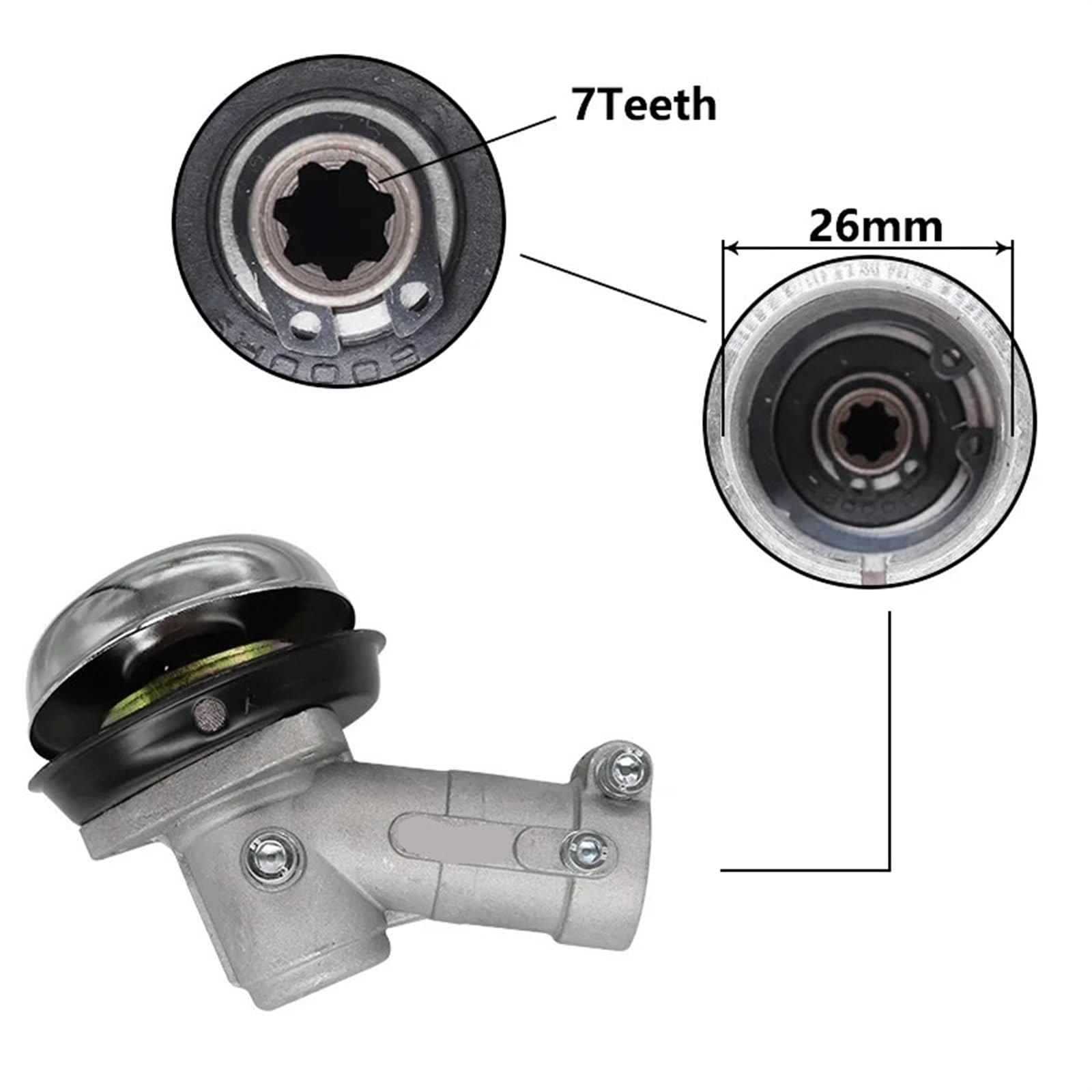 Recortadora Sustituir Cabezal Engranaje, Reemplazo de Cabezal de Engranaje de cortacésped de 26 mm y 4-10 estrías(26mm 9t)