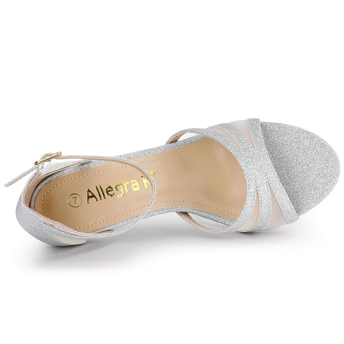 Allegra K Damen Glitzer Knöchelriemen Stiletto Heels Sandalen