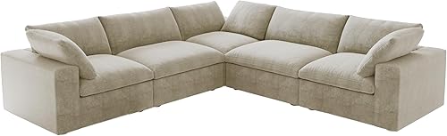 Miniatura 7 de JACH Sofá modular en forma de V, sofá modular convertible profundo de 5 asientos, fundas de cojín extraíbles, sofás modulares modernos para sala de