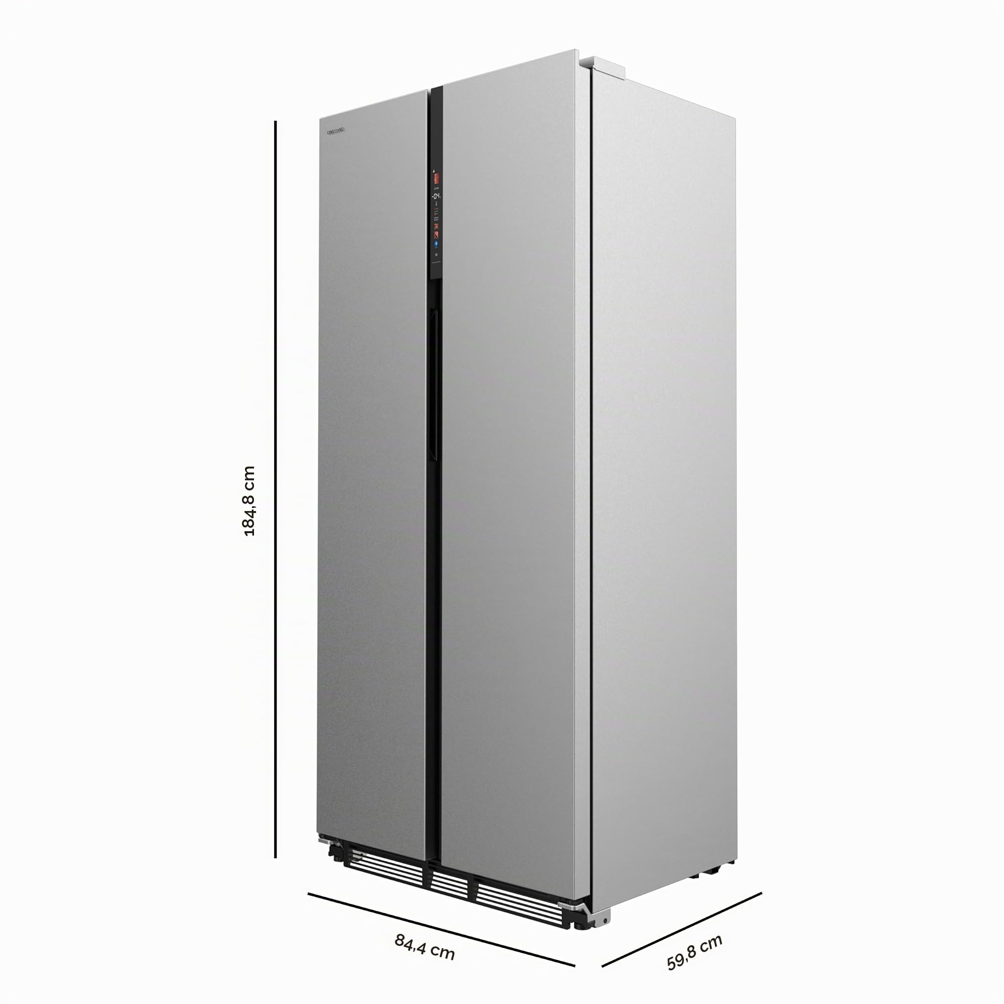 Cecotec Frigorífico Americano Semi Integrable de 436L Total No Frost Bolero CoolMarket SBS 436 SBI Inox E. Compresor Inverter Bajo Consumo, 184,8 x 84,4 m, Interior Premium Gris, Cajón Convertible