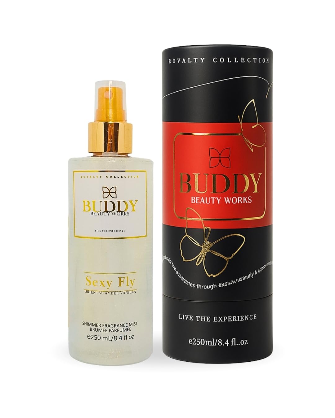 Sexy Fly Shimmer Body Mist for Women – Orchid & Tropical Fruits Oriental Amber Vanilla Glow Body Splash – Sensual Long-Lasting Scent with Radiant Shimmer – 250 ml / 8.4 fl oz