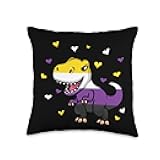 Non-binary Pride Flag Funny Dinosaur Non-binary Flag Throw Pillow