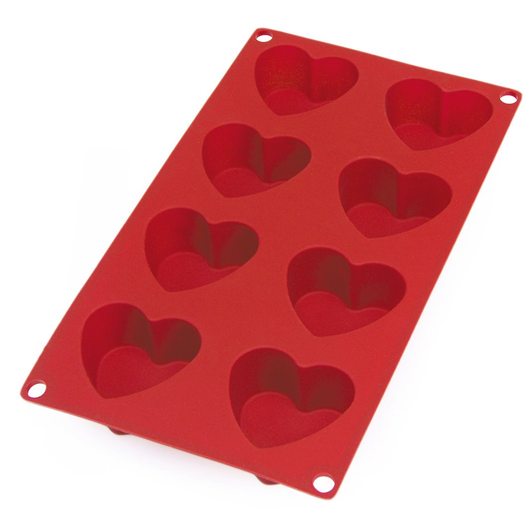 Lékué 8 Cavity Gourmet Heart Mould, Red