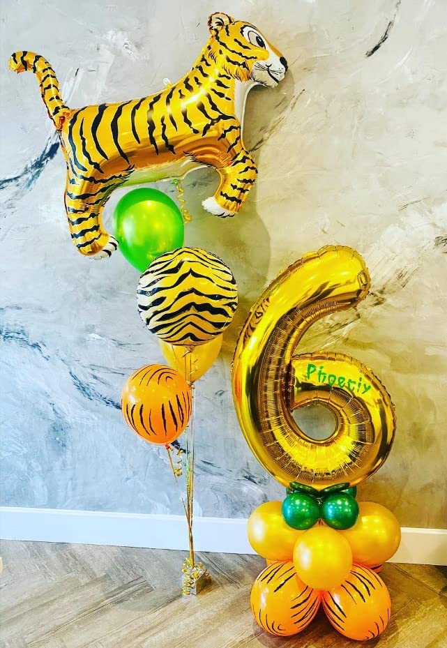 Image of Atpata Funky 6 Number Golden Foil Balloon 32 inch Size Birthday Decoration Items | Happy Birthday Decoration Kit | 6th Year Birthday Party Anniversary Wedding Decorations
