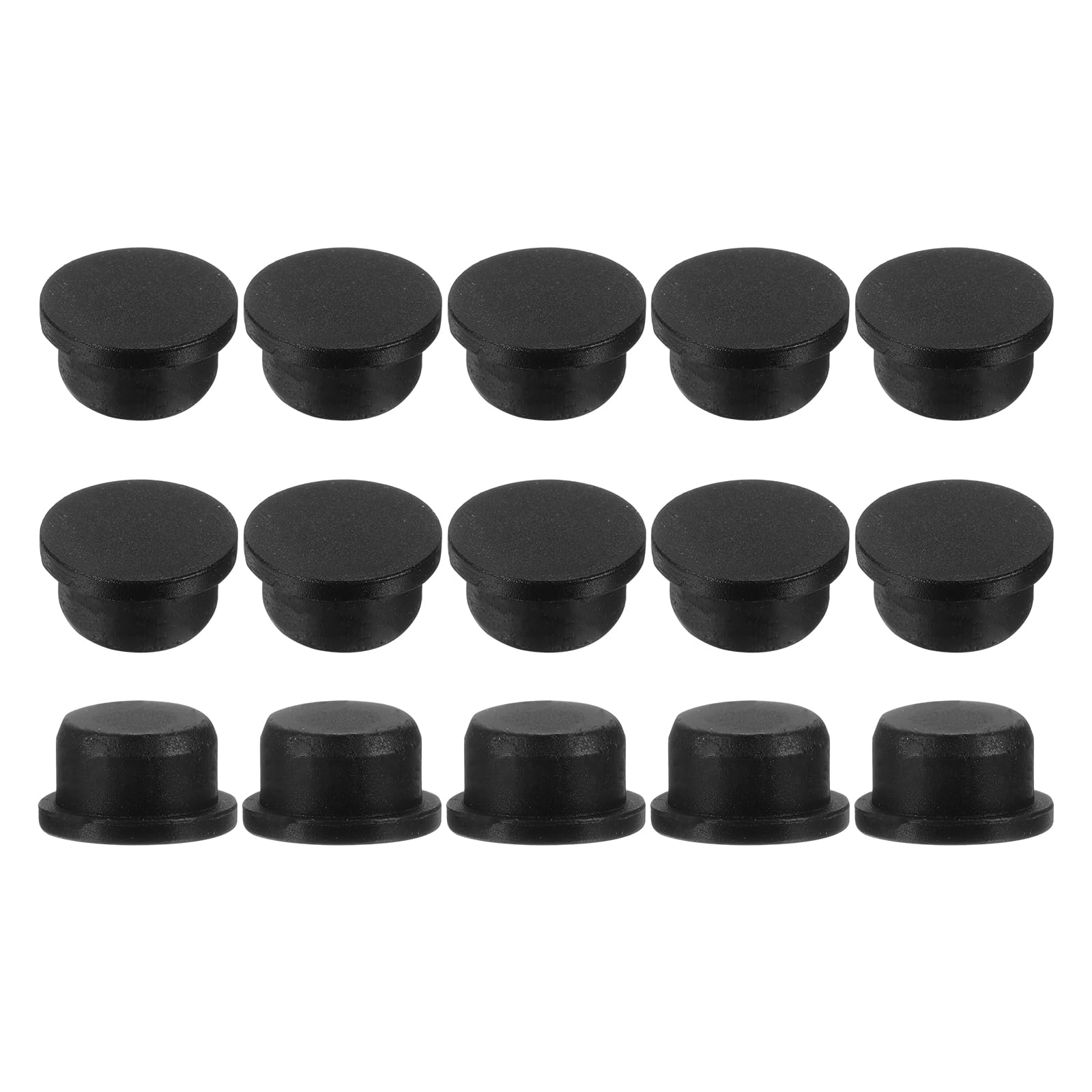 QUARKZMAN Pack of 15 Silicone Hole Plugs, Waterproof Solid T-shaped Rubber Stoppers, Bottle Stoppers, Pipe Plugs, End Cap for 11.5 mm/0.45 Inch Hole for Bottle, 0.35 Inch Stopper Height, Black