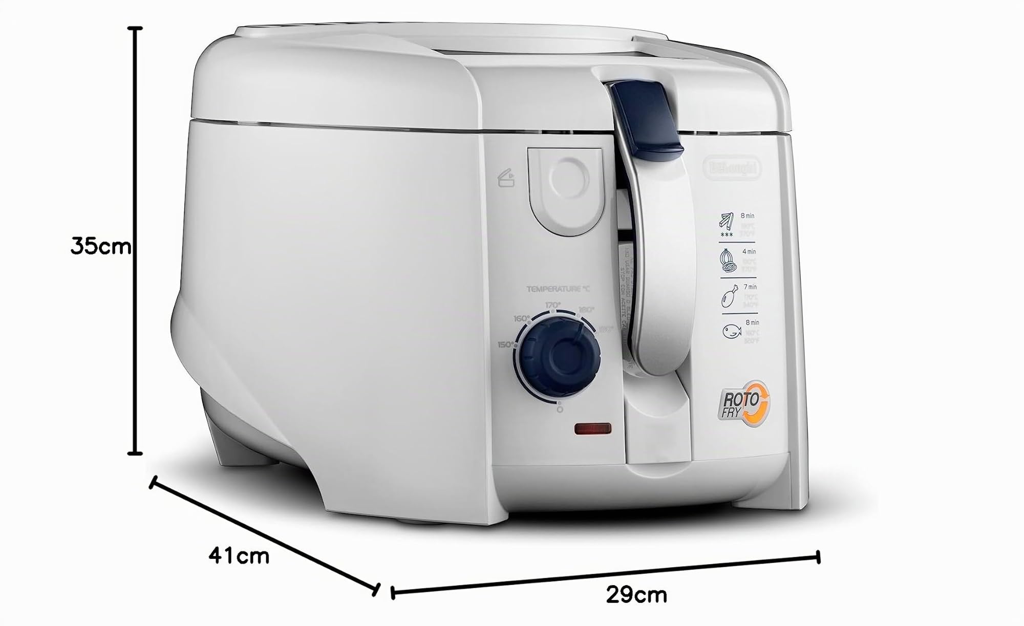 De'Longhi F28211.W1 RotoFry Fritteuse, 1800 W, 1,2 Liter, Edelstahl, Weiß