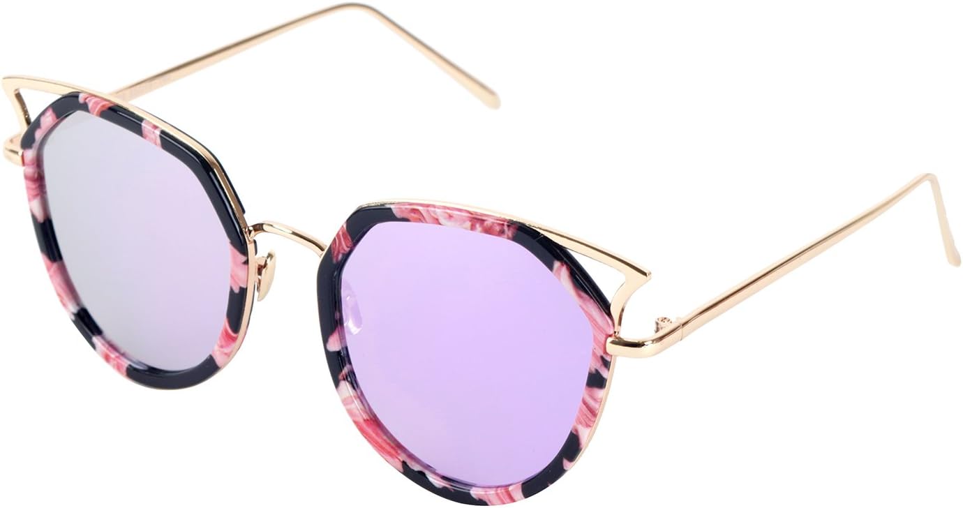 HoShip Cat Eye Mirrored Flat Lenses Street Fashion Metal Frame Women Sunglasses