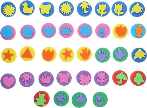 BESPORTBLE 36 esponjas de pintura de EVA, esponja de pintura de espuma para dibujo, esponjas de aprendizaje temprano, esponja de pintura para