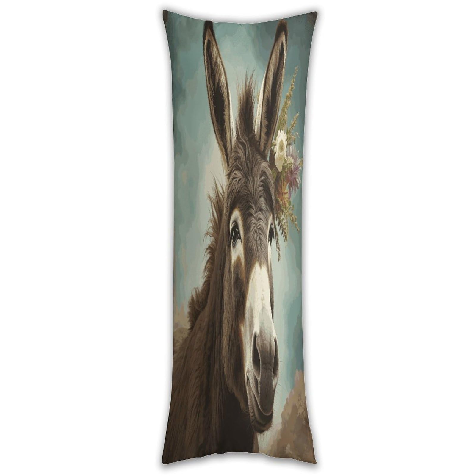 Donkey Animals Pillow Cases Breathable Vertical Long Pillowcase Body Pillowcase with Hidden Zipper Closure Soft and Cozy Pillow Cover 20x54 Inches for Bedroom Couch