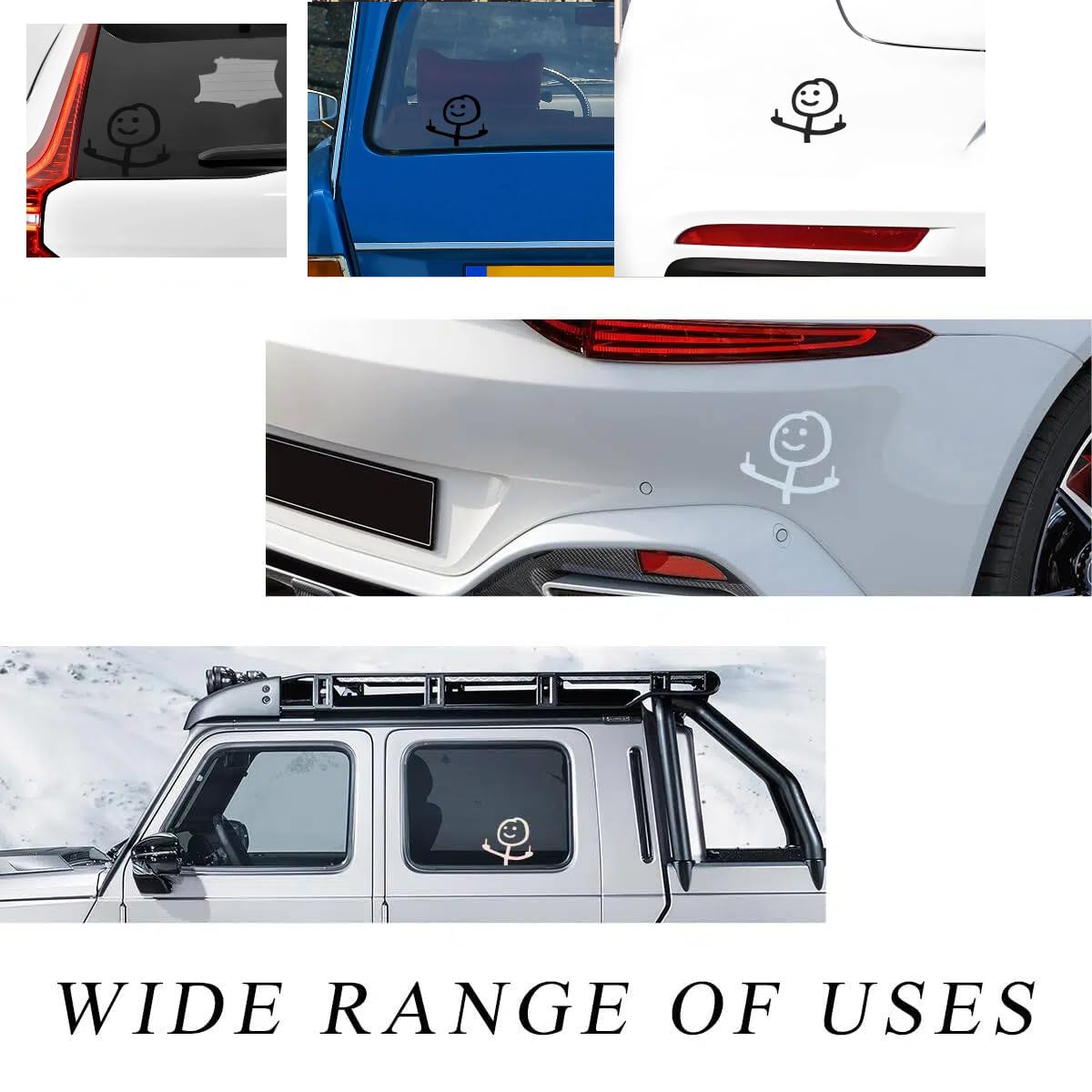 4 Pièces Doigt D'honneur Autocollants Voiture, Stickers Voiture en Vinyle, Decoration Voiture Accessoire de Fenêtre de Voiture pour Pare-Brise, Pare-Chocs, Vitres de Voitures (Multicolore) - 5